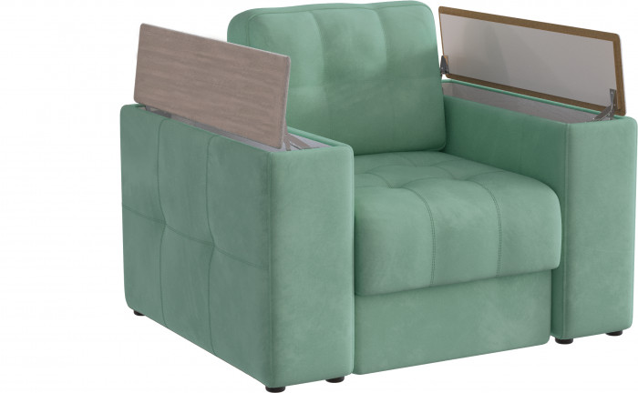 Кресло Нави, Мятный/Холст белый МДФ