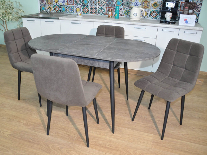 Обеденная группа Стиль-1 / Стул Х 4 шт. / Цемент темный/черный / бид 08