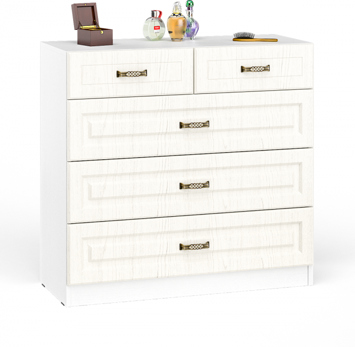 Ливерпуль Спальня № 5 Кровать 11.08ОСН + Тумба 08.146 + Полка 10.117 + Комод 10.103 + Полка 10.118