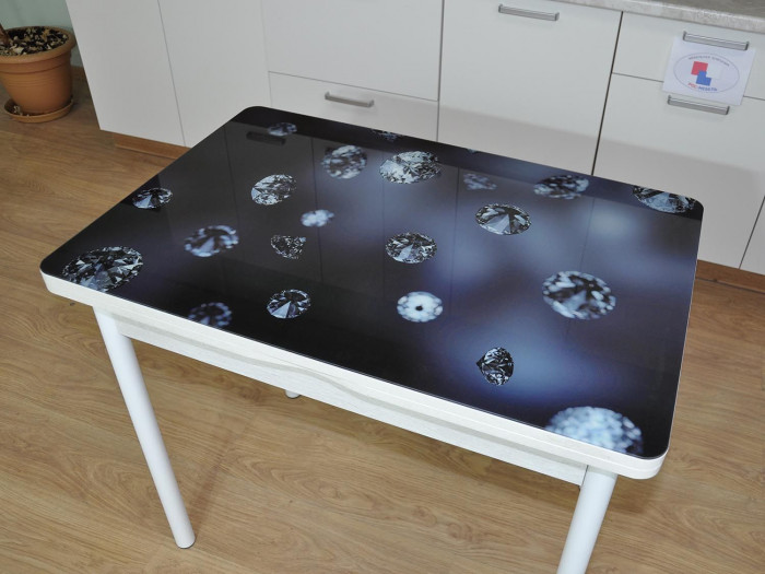 Симпл фотопечать стол обеденный раскладной / кристаллы/бетон белый/белый
