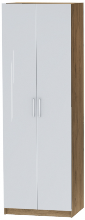 Шкаф двухдверный №1 "Иннэс-7" - Крафт золотой/Белый глянец