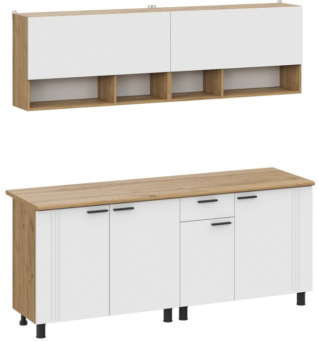 Кухонный гарнитур Монако 2м. Дуб Золотой, Белый