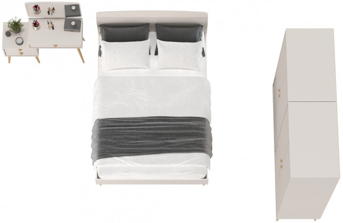 Афина Спальня 17-1400, цвет кашемир серый, сп.м. 1400х2000 мм., б/м, основание есть - фанера