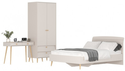 Афина Спальня 07-1400, цвет кашемир серый, сп.м. 1400х2000 мм., б/м, основание есть - фанера