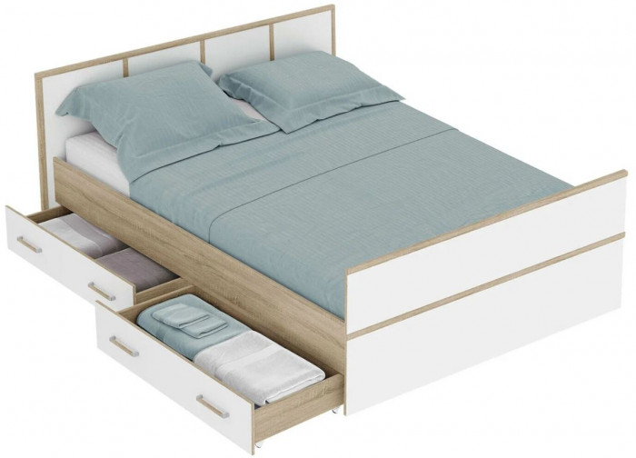 "Сакура" кровать 1,4м ЛИТ (1550х860х2034) дуб сонома/белый