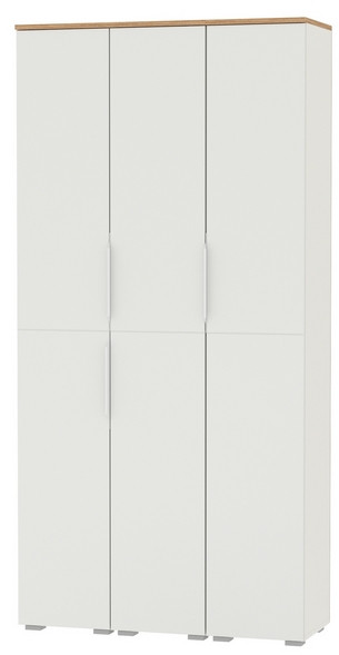 Октава 13.228 Шкаф-пенал + 13.228 Пенал + 13.228, цвет белый шагрень/дуб крафт золотой/фасады МДФ белый шагрень, ШхГхВ 96,6х35,3х197,6 см., ун. сб.