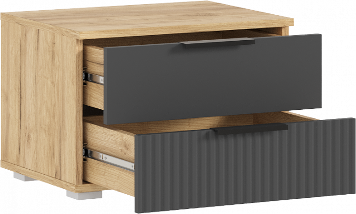 Марвэл Тумбы прикроватные 2шт, Дуб крафт/Браш графит