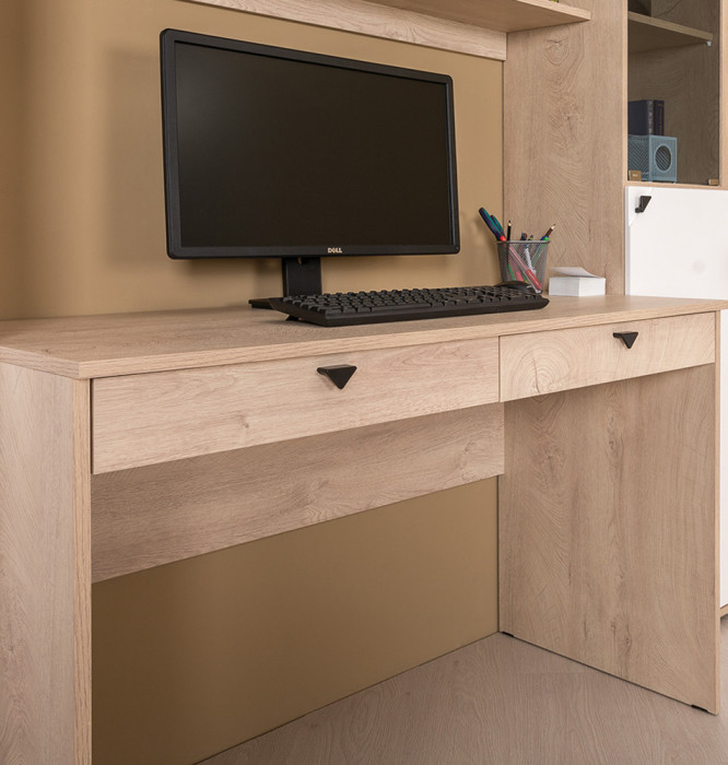 КР100 Бостон № 42, цвет дуб эндгрейн элегантный/фасады МДФ милк рикамо софт, 13.155+12.69+09.132+13.156, ШхГхВ 230,6х57,2х194,4 см., ун. сборка