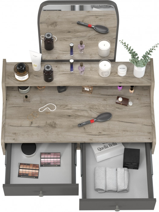 Трюмо 4-25916дкс/граф, цвет дуб крафт серый/графит, ШхГхВ 80х44,8х133 см.