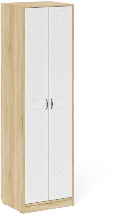 Прихожая П-6 Компоновка № 08, дуб сонома/фасады МДФ белое дерево фрезеровка ромб