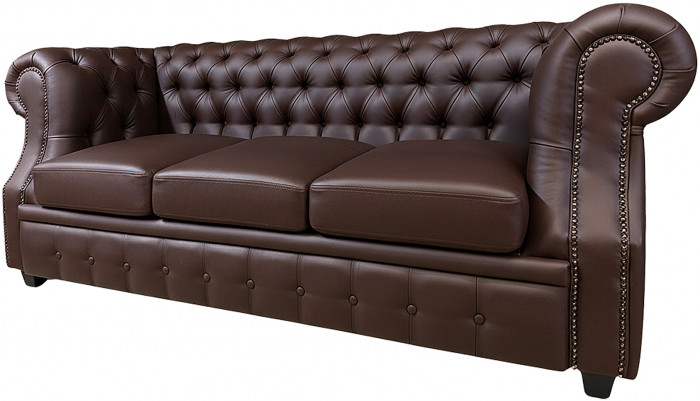 Диван Честер ЛОФТ 3-х местный, коричневый венге
