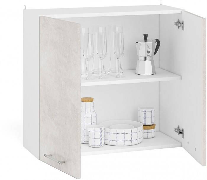 Кухня Мебель--24 ШВ800 Шкаф 80 см., корпус белый/фасад МДФ бетон лофт бежевый