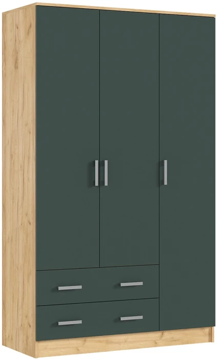 Шкаф 3-х створчатый, Дуб крафт/Изумрудный