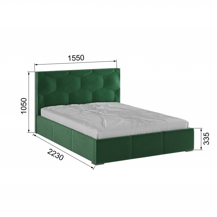 Манука Кровать интерьерная 140 изумруд, ПМ