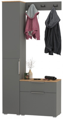 Октава Прихожая 15, серый графит/дуб крафт золотой/фасады МДФ серый графит