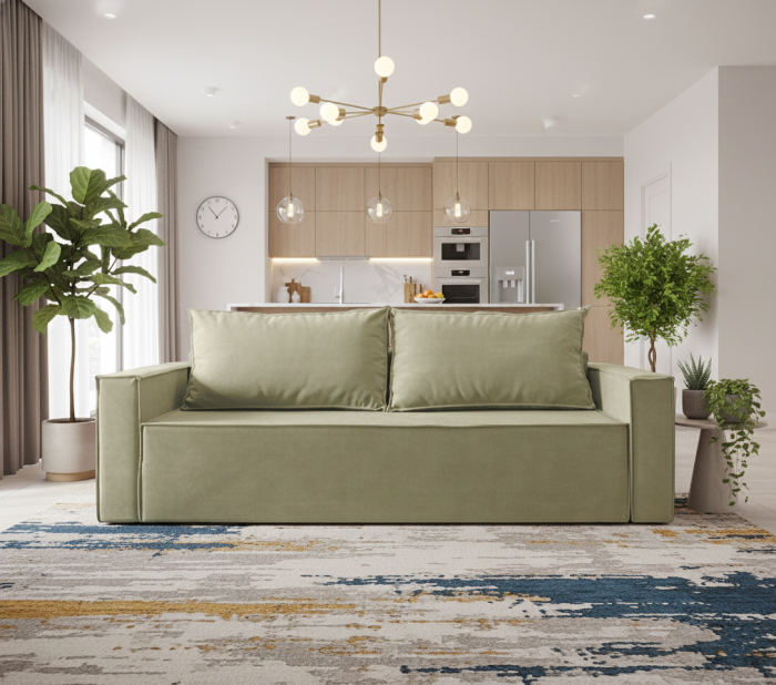 Диван-еврокнижка Лофт Люкс 140, велюр бежевый