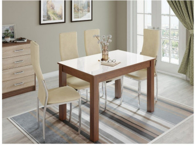 Стол обеденный Норман 1100х700 орех шоколадный/лакобель белый