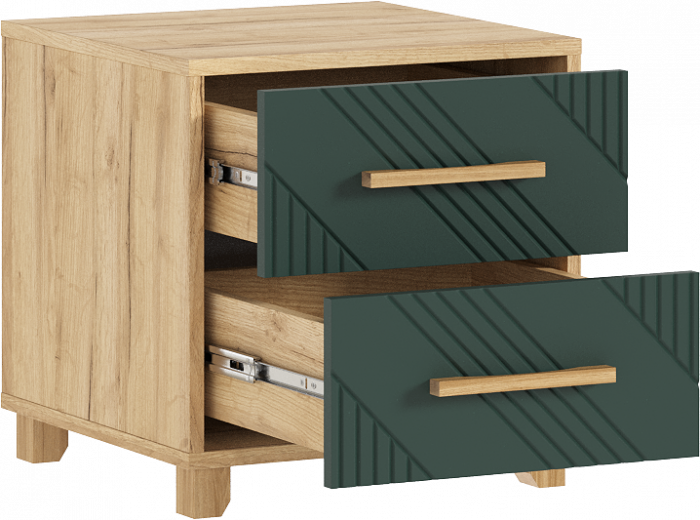 Ирис Тумбы прикроватные, браш мени грин/дуб крафт (2шт)