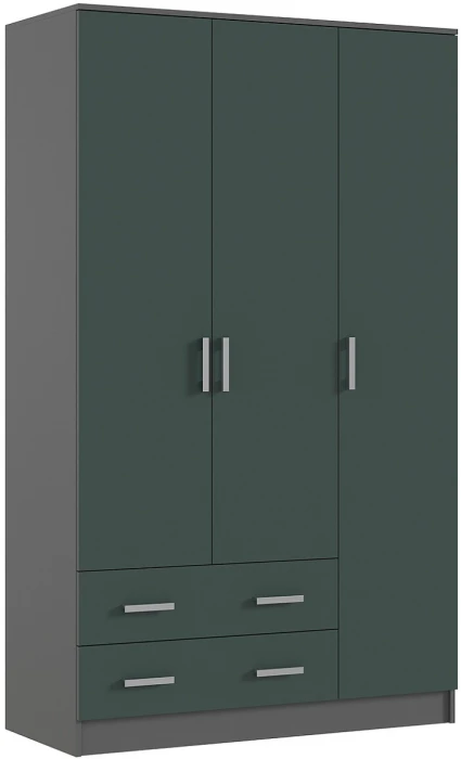 Шкаф 3-х створчатый, Графит/Изумрудный