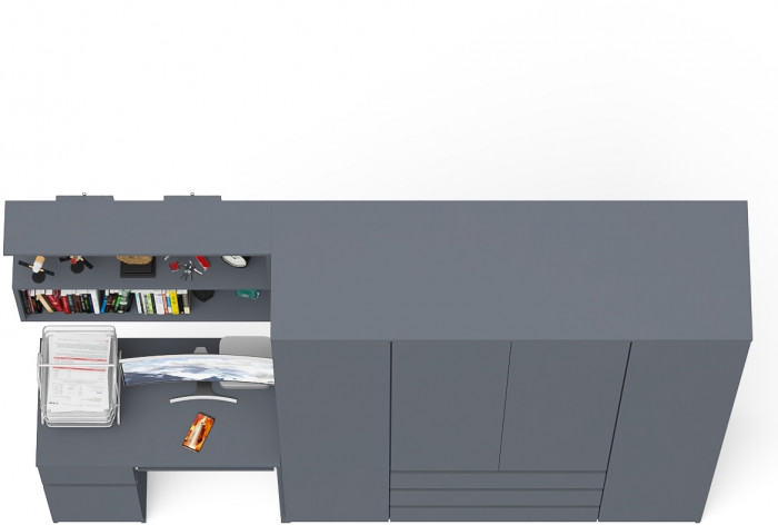 Мори компьютерный стол МС-1 левый + Шкаф МШ1600.1 + Полка 900, графит