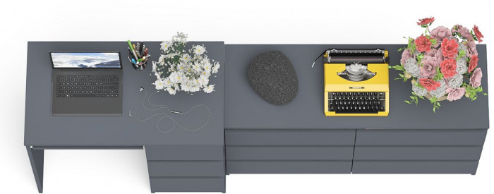 Мори компьютерный стол МС-6 правый + Комод МК1200.6, графит