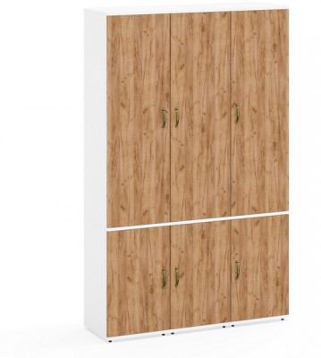 Лидер-8 Пенал МД 21Б 3 шт., цвет белый шагрень/крафт золото, ШхГхВ 120х37,5х190 см., универсальная сборка