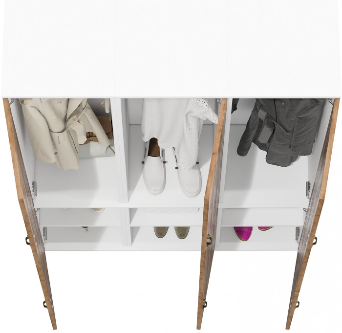 Лидер-8 Пенал МД 21Б 3 шт., цвет белый шагрень/крафт золото, ШхГхВ 120х37,5х190 см., универсальная сборка