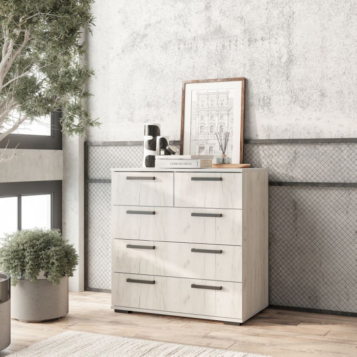 Комод "Стандарт №5" NEW (800х828х460) дуб крафт белый