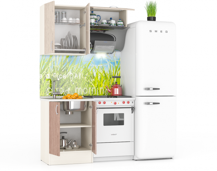 Кухня Мери 02 ШВ600+ШВв600+ШН600, дуб/ясень шимо светлый/ясень шимо тёмный