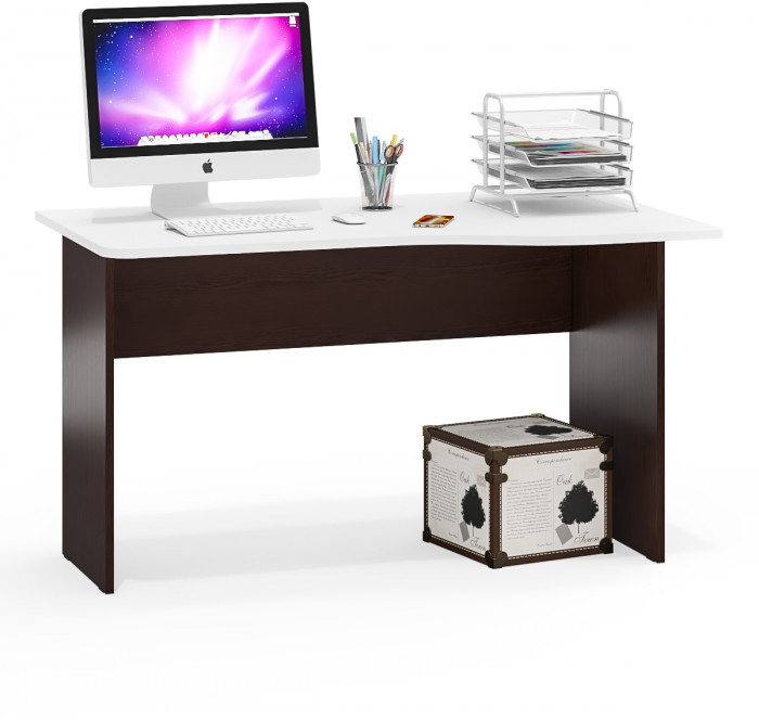 Стол письменный С-МД-1-04, цвет венге/белый шагрень, ШхГхВ 130х75х74 см., универсальная сборка