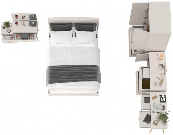 Афина Спальня 09-1400, цвет кашемир серый, сп.м. 1400х2000 мм., б/м, основание есть - фанера