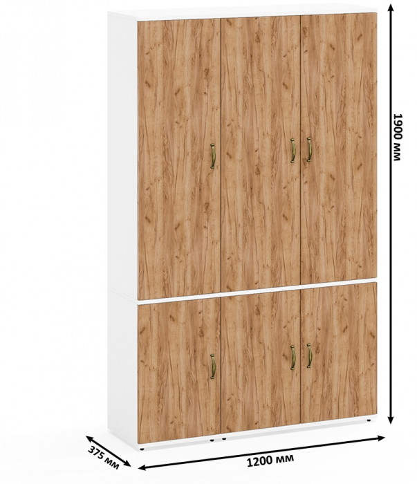 Лидер-8 Модуль Пенал МД 21Б + Шкаф МД 20Б, цвет белый шагрень/крафт золото, ШхГхВ 120х37,5х190 см., НЕ универсальная сборка