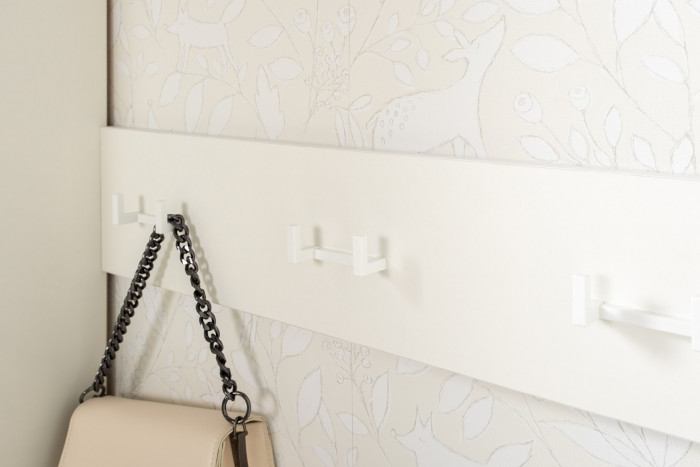 Октава Прихожая 23, цвет белый шагрень/дуб крафт золотой/фасады МДФ белый шагрень, ШхГхВ 161,5х35,4х197,6 см., универсальная сборка