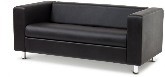 Кожаный диван Клиппан 3-х местный, прямой, цвет черный