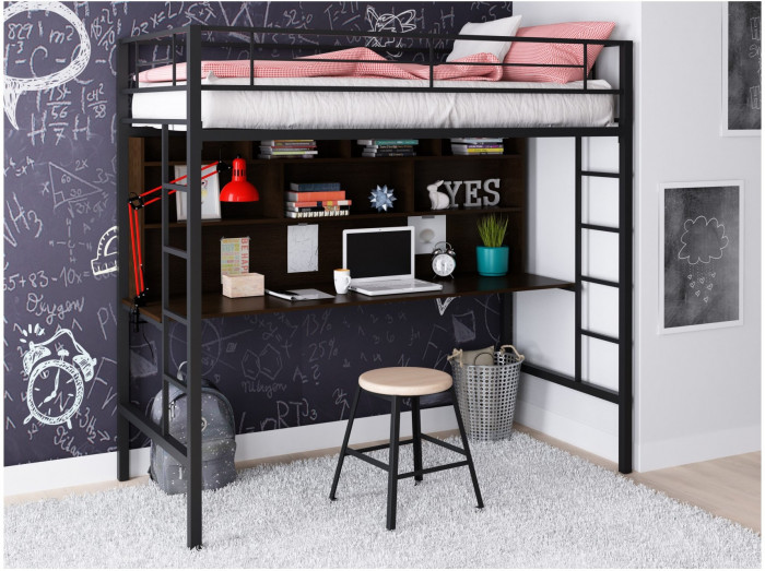 Кровать-чердак Севилья 1.2 (Венге / Дуб молочный, Коричневый)