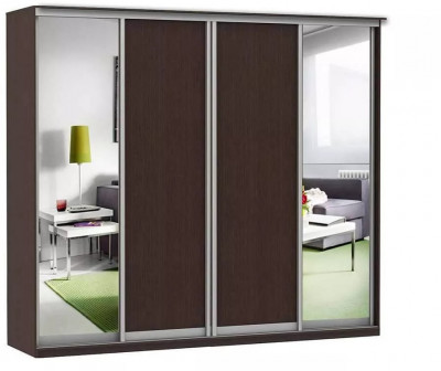 Шкаф купе Модерн 2362х450 4-х дверный 4-х секционный зеркало венге