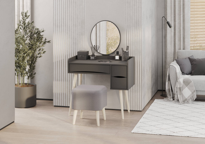 Трюмо 4-25921граф, цвет графит, ШхГхВ 85х46,6х130 см., НЕ универсальная сборка