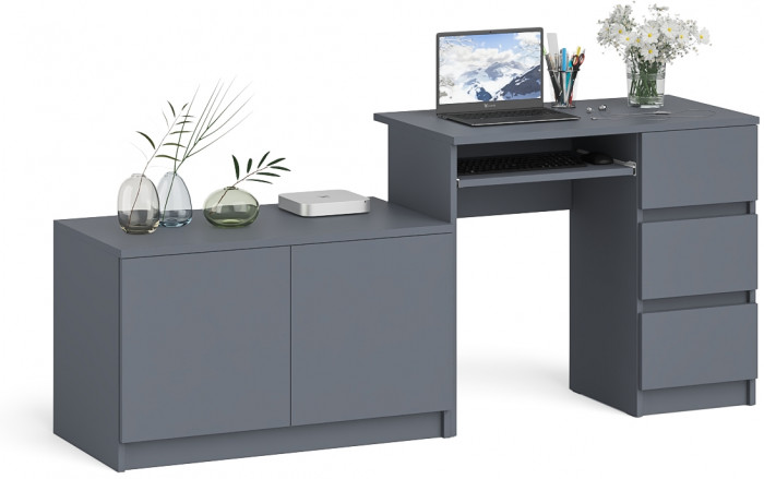 Мори компьютерный стол МС-6 правый + Тумба МА900.1, графит