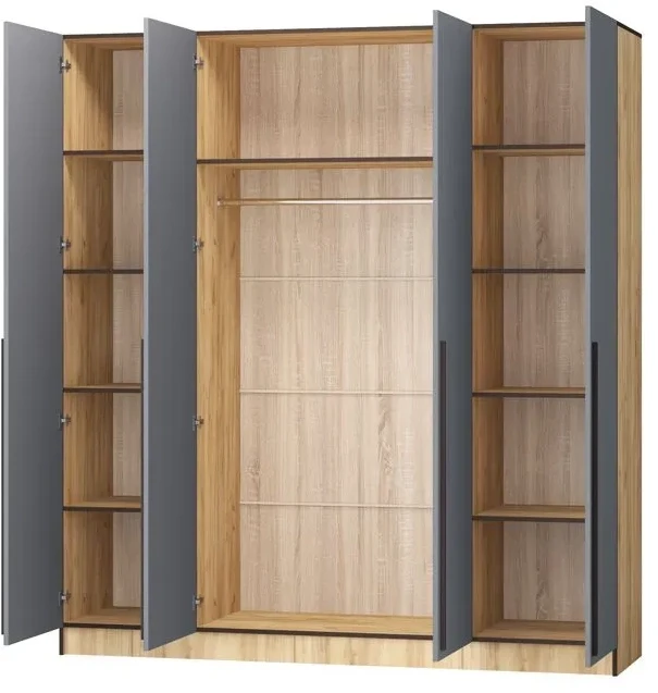 Шкаф Бастион 2000 с антресолью, Графит/Дуб крафт золотой