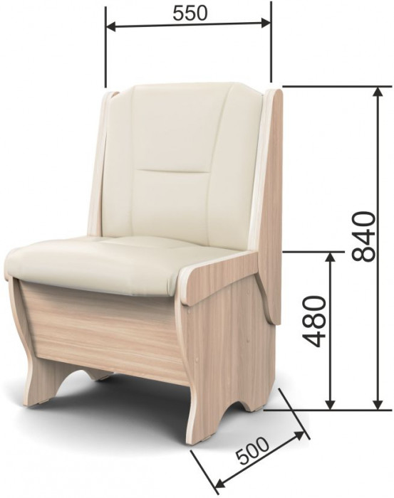 Скамья Лотос 550 ясень светлый/крем