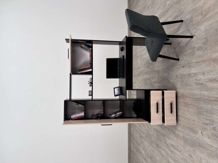 Компьютерный стол Квартет-9, Дуб крафт золотой/Графит серый