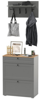 Остин 16.121 Тумба для обуви + 15.12 Вешалка, цвет серый графит/дуб крафт золотой, ШхГхВ 80х41,6х210 см.