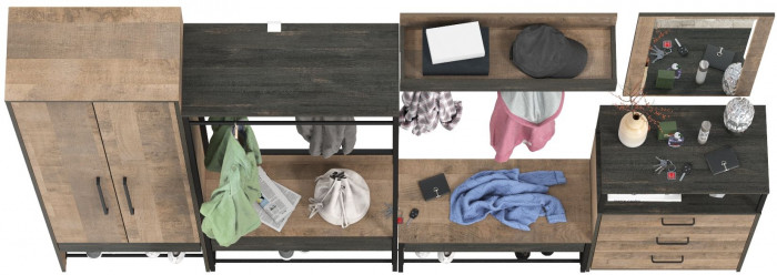 Трувор Прихожая 244, дуб гранж песочный/интра