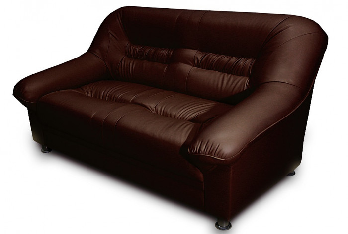 Диван кожаный коричневый, прямой 2-х местный, для дома, офиса, гостиной, кабинета Карелия