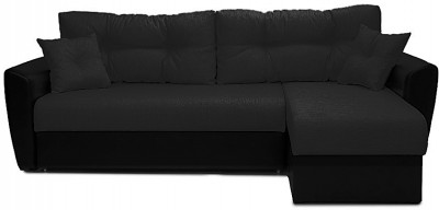 Диван-кровать угловой Амстердам, 160х200, еврокнижка, независимый пружинный блок, рогожка/экокожа, черный