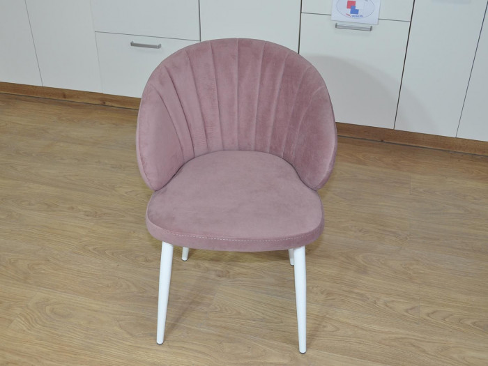 Стул З / белый / велюр пыльная роза