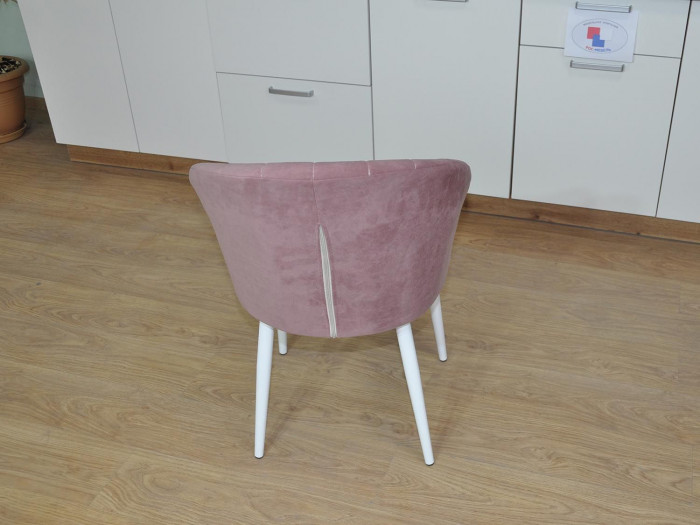 Стул З / белый / велюр пыльная роза