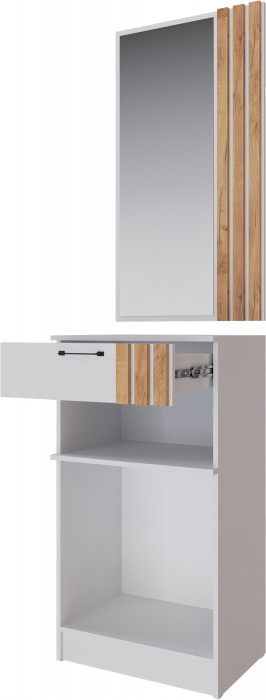 Кано Тумба с зеркалом КПТ белый/дуб крафт золотой