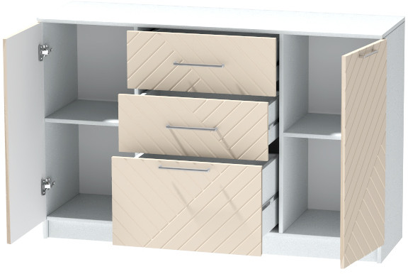 Комод №3 "Иннэс-7", Белый/Тирамису матовый