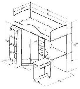 Детская кровать-чердак Теремок-1, Дуб молочный / Розовый
